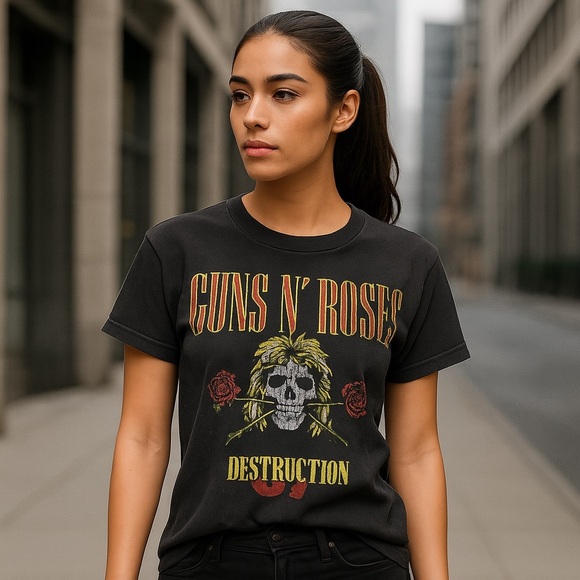Guns N’ Roses 1987 UK Tour Tee | 2016 Official Reprint Band Shirt - Picture 1 of 10